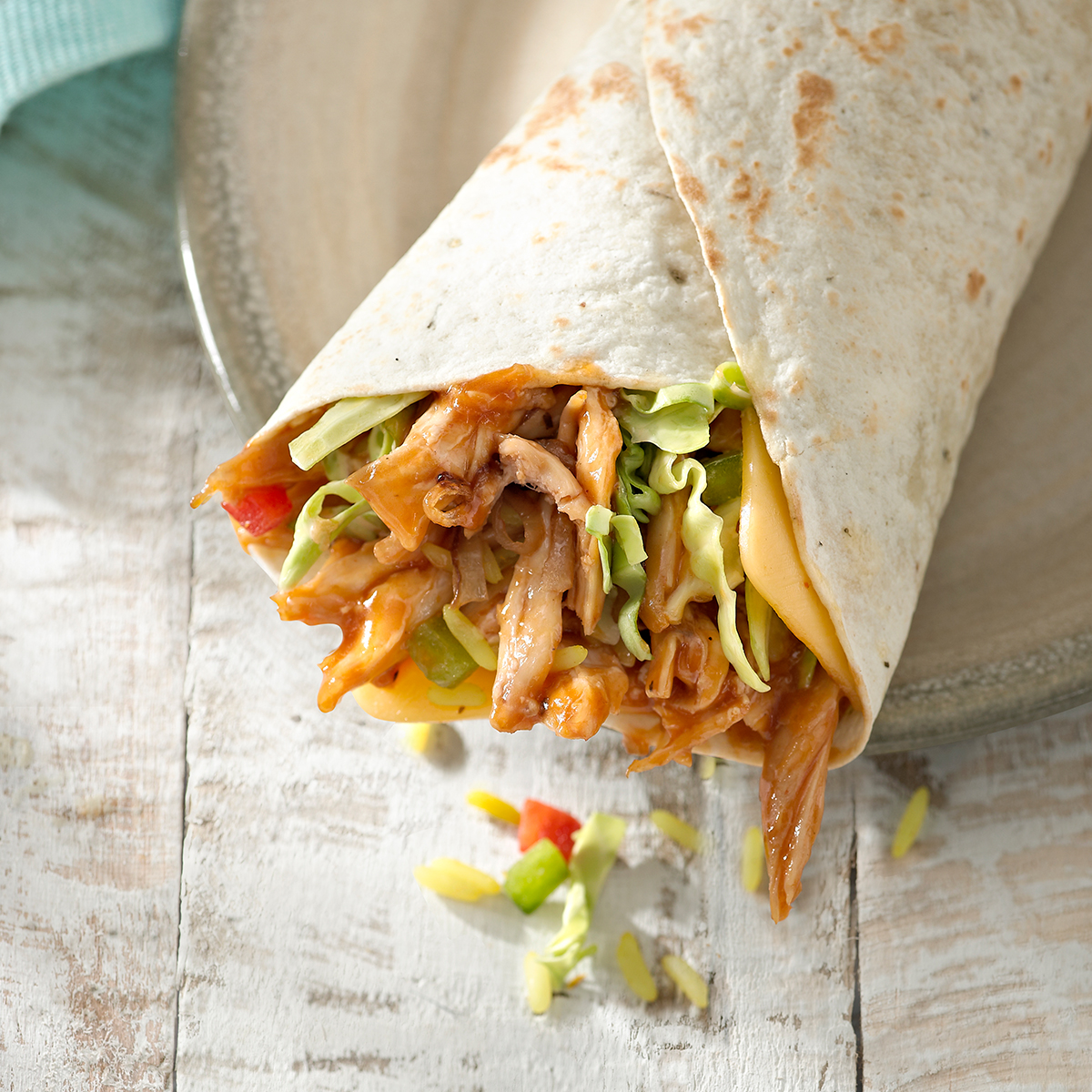 Pulled Chicken And Cheese Wrap On Its Own