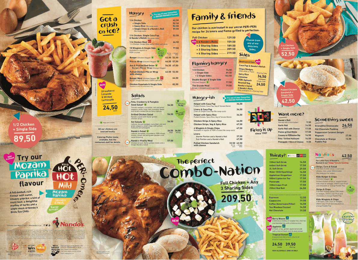 Nando s Menu PERi PERi Chicken Mains Salads Sides Extras Nando s Menu PERi PERi Chicken Mains Salads Sides Extras